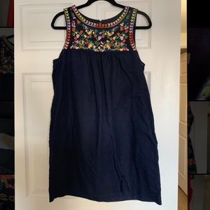J. Crew Factory navy embroidered linen dress